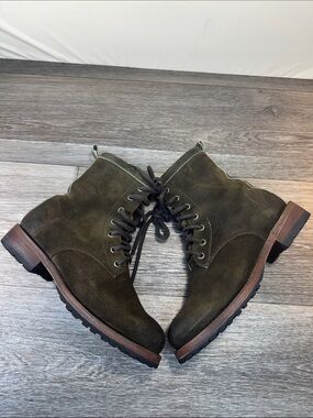Stetson Women's Olive Green Suede Lace-Up Ankle Boots Sz 7.5 (h41)